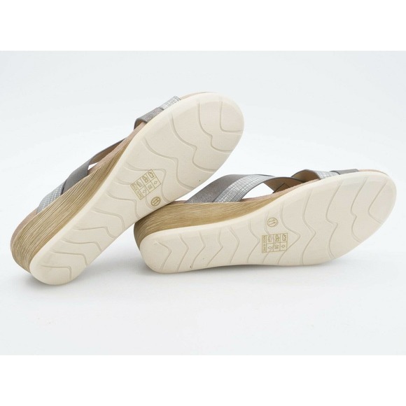 Cloud 90 Womens 11 Sandals Gray Faux Leather Strappy Slide Wedge Heel Slip On - Picture 9 of 9